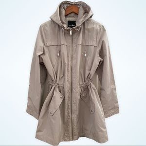 Sam Edelman Windbreaker Jacket in Sand - Medium - Beige Coat - Hooded Raincoat